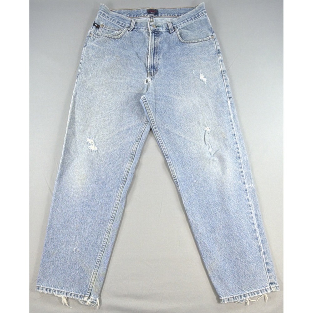 Tommy Hilfiger Mens Jeans 32x29 Light Wash Y2K Distressed Denim